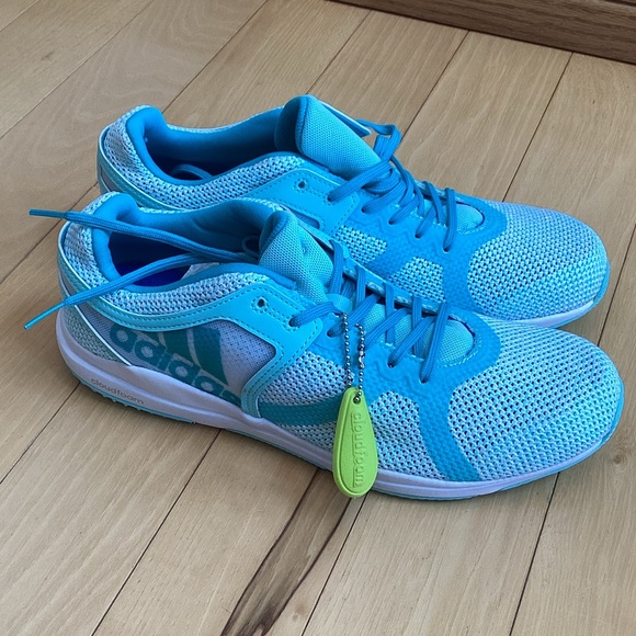 Adidas Training cloud foam Ortholite aqua and white sneakers. Women’s size 10 - Picture 2 of 16